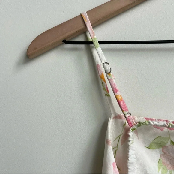 New Sophie Rue Pink Floral Scrunchy Open Back Mini Dress Spaghetti Strap Size S - Picture 7 of 16